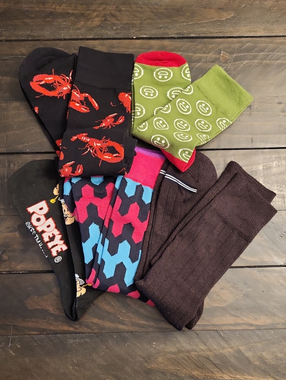 5 Pair Mens Assorted Novelty Crew Socks